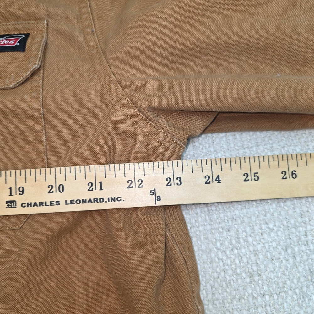 Genuine Dickies Mens Hooded Shirt Jacket Brown Duck Quilted Lined Large 42-44 - Picture 6 of 10
